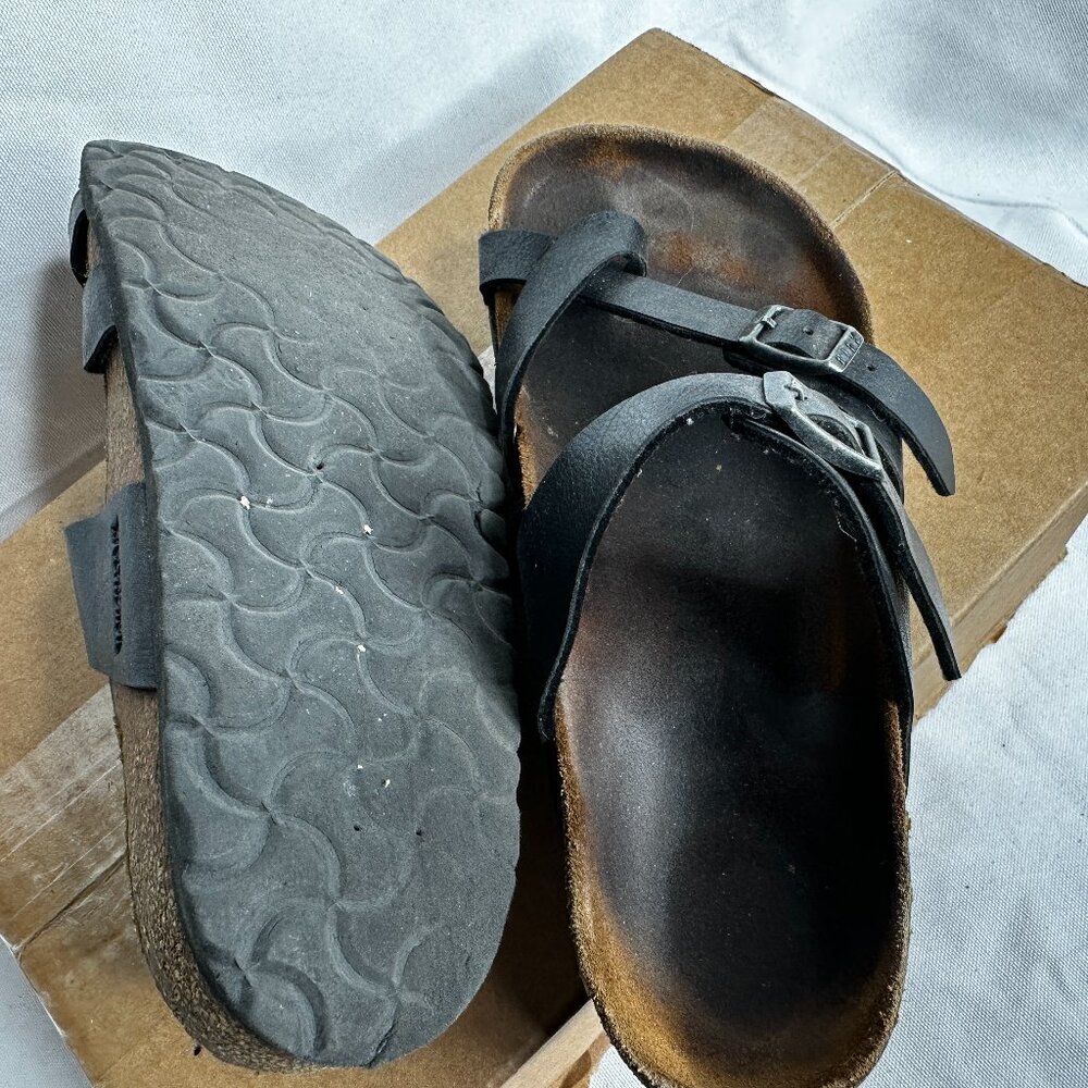 Birkenstock Black Leather Two-Strap Sandals - Picture 8 of 10